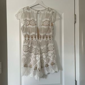 Sweet Pot White Lace Romper, Size US 4